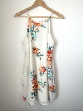 Altar'd State Cream Mini Dress with Peach and Teal Floral Print size medium